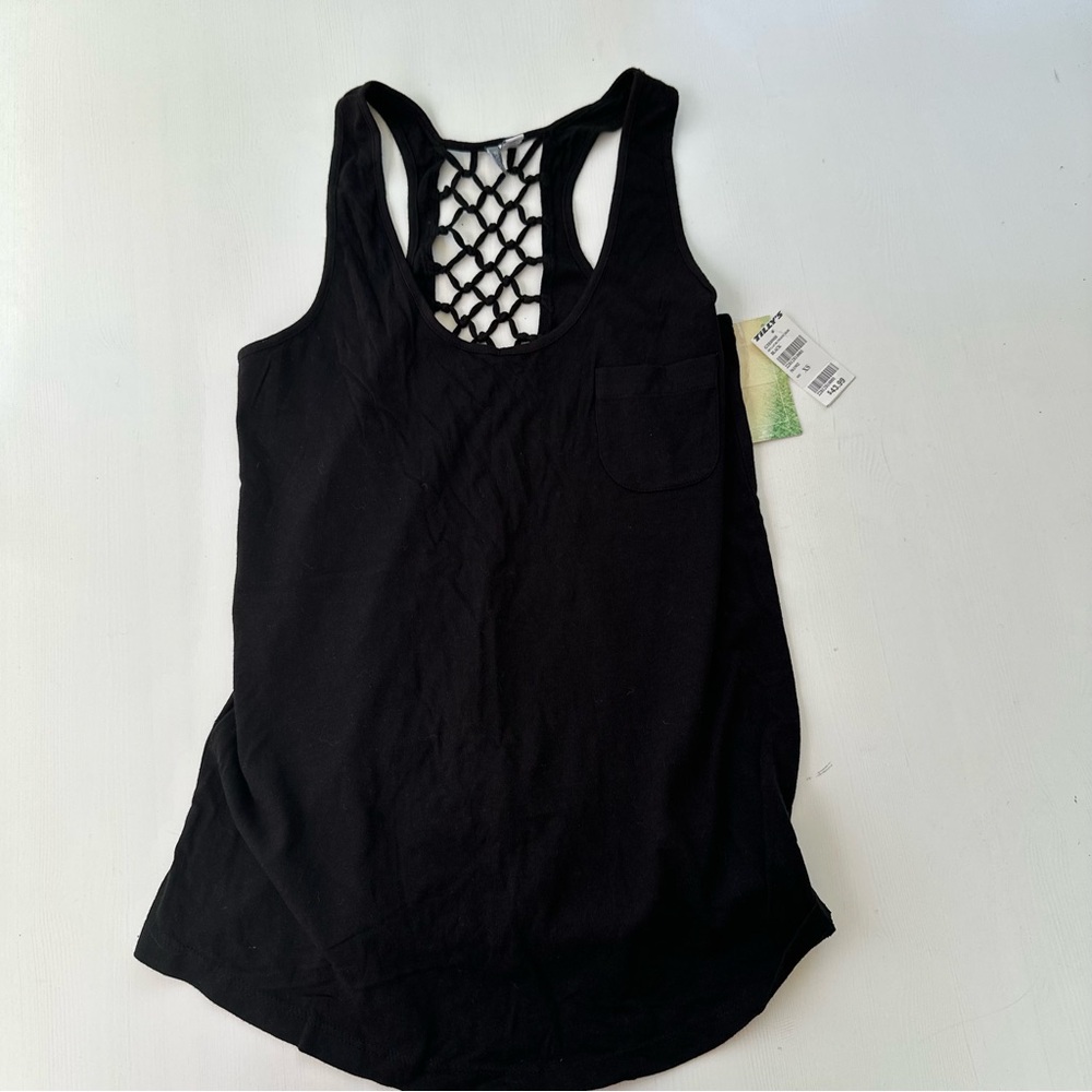 Black Sleeveless Top with Mesh Back